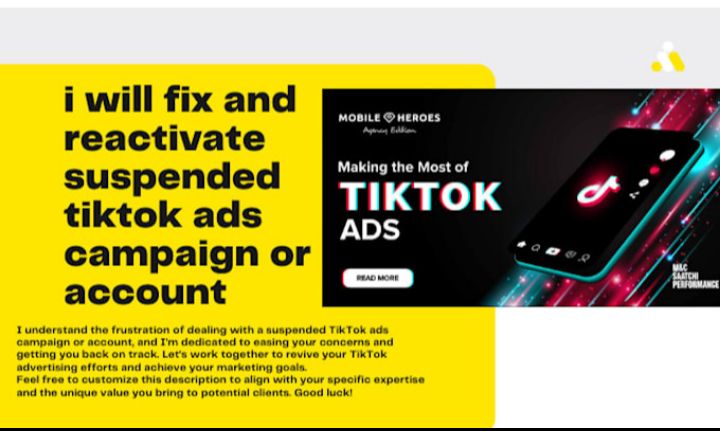 I will fix and reactivate suspended TikTok ads